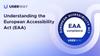 UserWay logo, text "Understanding the European Accessibility Act (EAA)," and EAA compliance badge