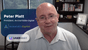 A smiling bald man with glasses, wearing a light blue shirt, sitting in an office with bookshelves behind him. There is a graphic overlay with the name 'Peter Platt,' his title 'President, Accountable Digital,' and the logos of 'AccountableDigital' and 'USERWAY.