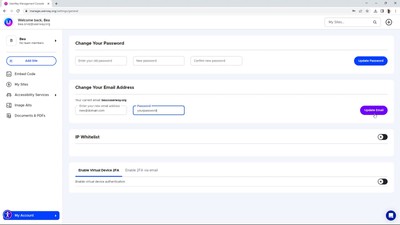 change your email address via management console