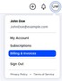 Billing & invoice menu
