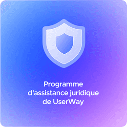 Programme d'assistance juridique de UserWay avec bouclier