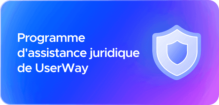 Programme d'assistance juridique de UserWay avec bouclier