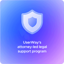 UserWay legal support program with shield