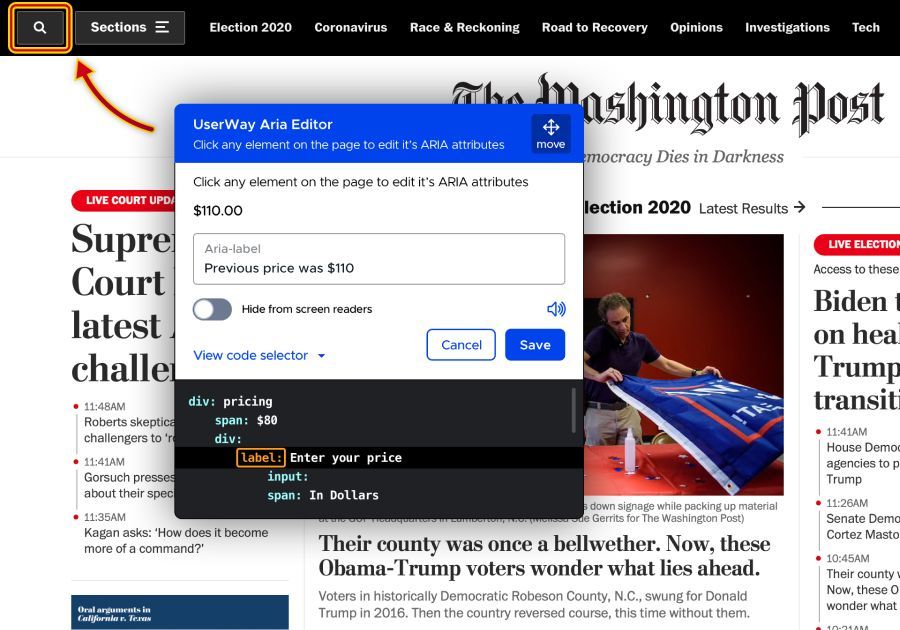 UserWay ARIA Editor