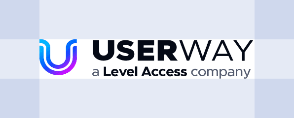 UserWay logo with 'a Level Access company' text below, displayed with 20% or more padding around it on a light background.