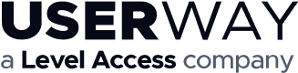 UserWay text logo with 'a Level Access company' below, displayed on a white background without the logomark.