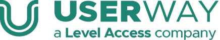 UserWay logo in green with 'a Level Access company' text below, displayed on a white background.