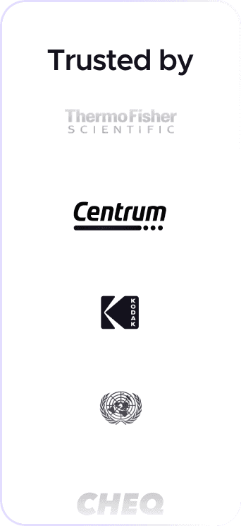 List of UserWay clients: Thermo Fisher, Centrum, Kodak, United Nations, Cheq