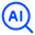 Magnifying glass with "AI" text icon