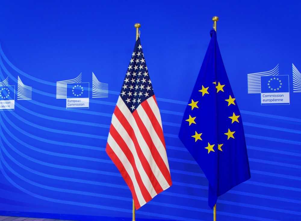 United States and European Union flags side by side