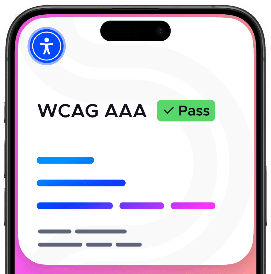 Screenshot of mobile phone showing WCAG AAA compliance