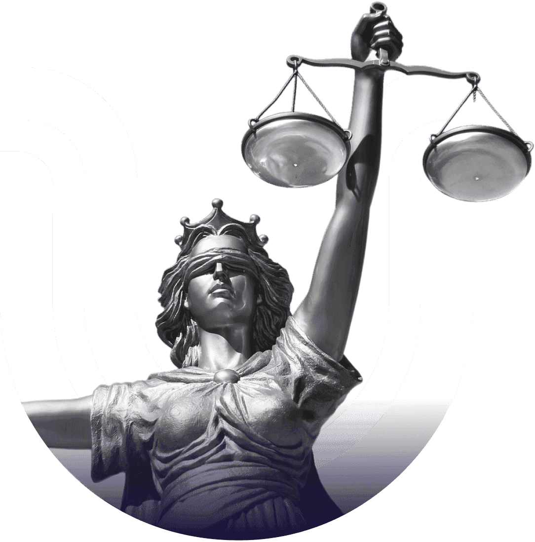 Lady Justice superimposed on UserWay logo