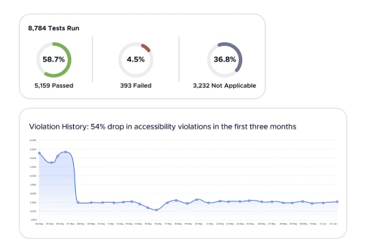 Accessibility charts for Fortune 1000 company website