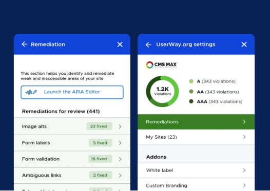 Remediations for review in CMS Max website