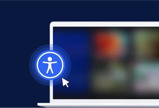 The UserWay Widget icon superimposed over partial image of a desktop computer