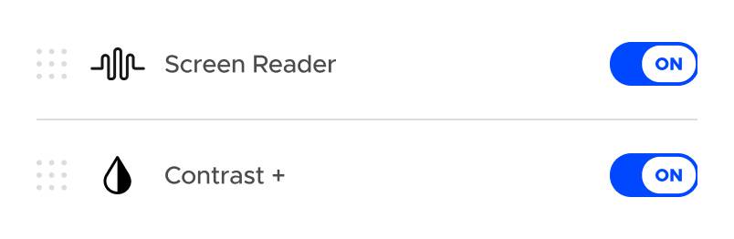 UserWay paid widget showing screen reader and contrast toggle buttons